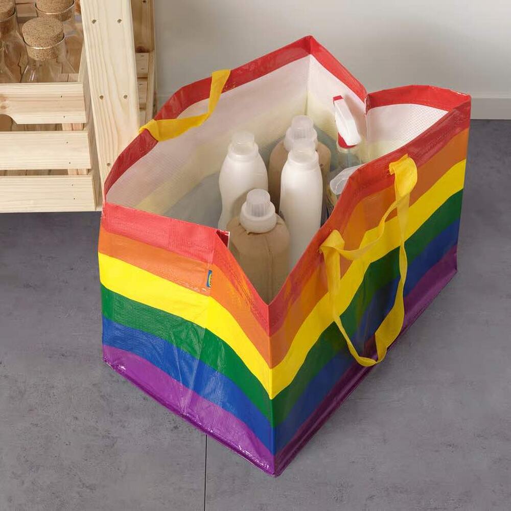Set of 2 IKEA Storstomma Large Tote Bag Rainbow Reusable Storage Pride LGBTQ NWT - Picture 3 of 13